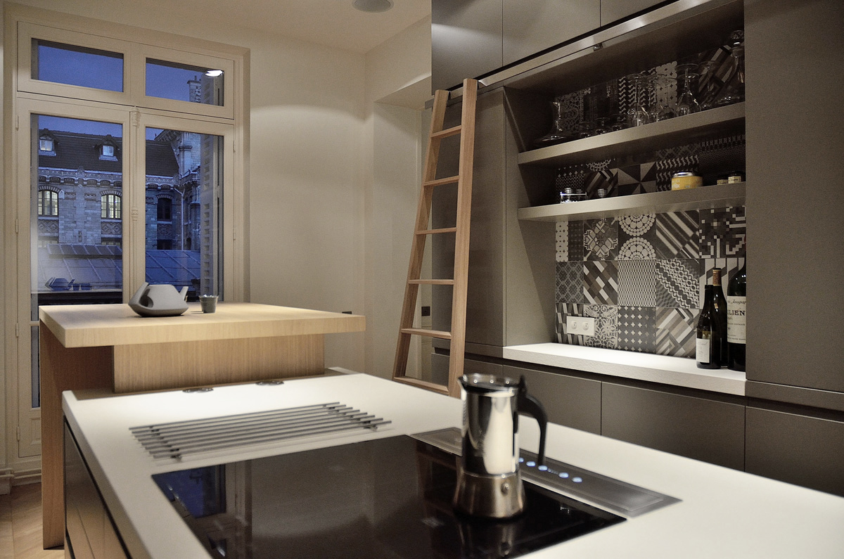 Projet Andrieux : rénovation d’un appartement haussmannien - Cuisine, Agence Oz by cath, architecture d'intérieur